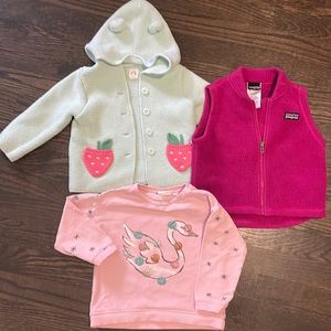 12-18M Patagonia. Baby Gap and Zara tops